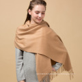 2017 women top quality fluffy Mongolia light tan 100% cashmere knitted scarf